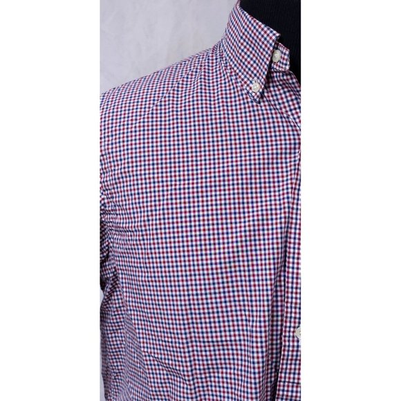 Ralph Lauren Mens Large Red Blue Stripe Check Long Sleeve Embroidered Logo Shirt - Picture 3 of 12